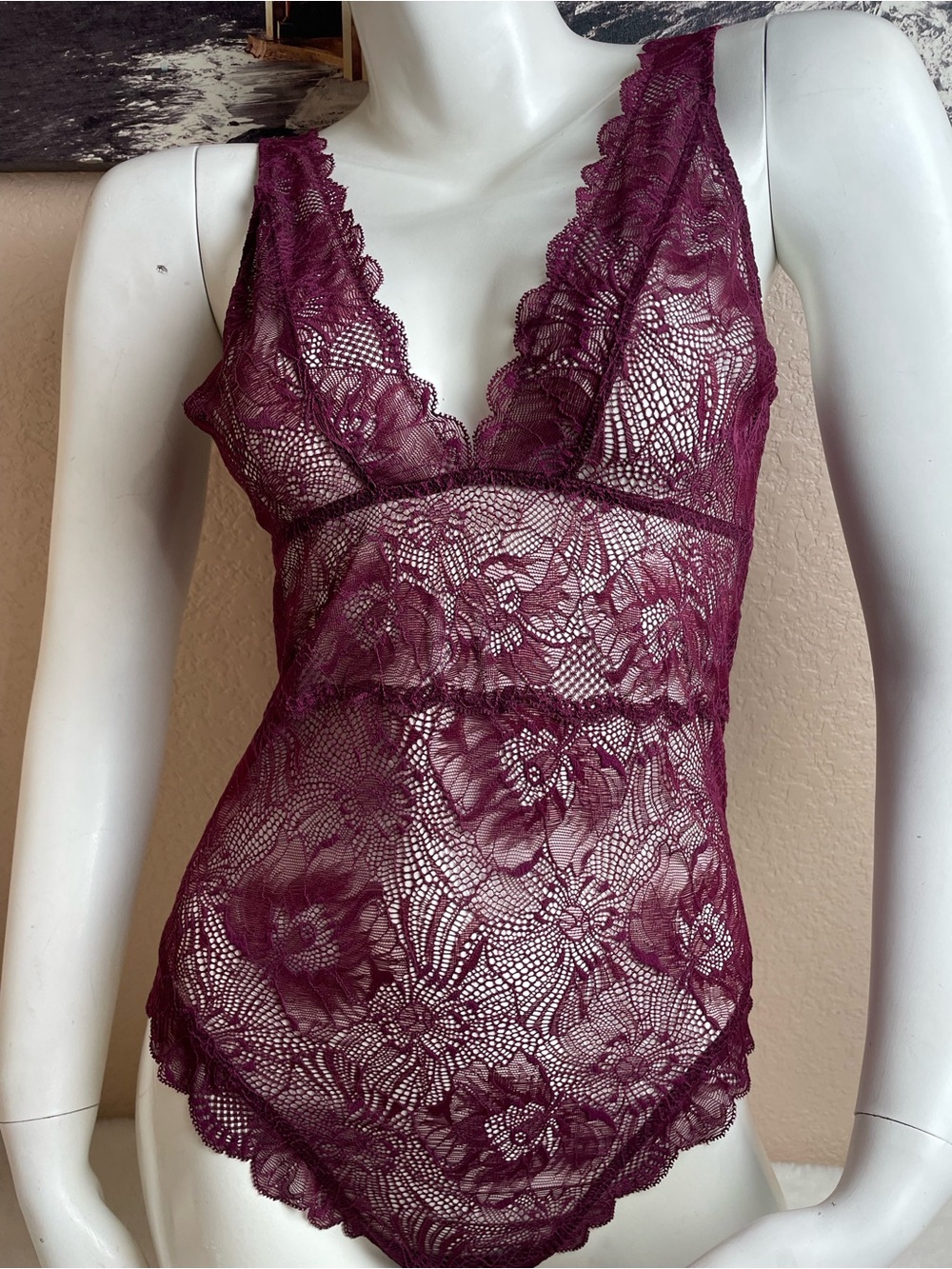 Victoria's Secret Plum Lace Plunge Chemise